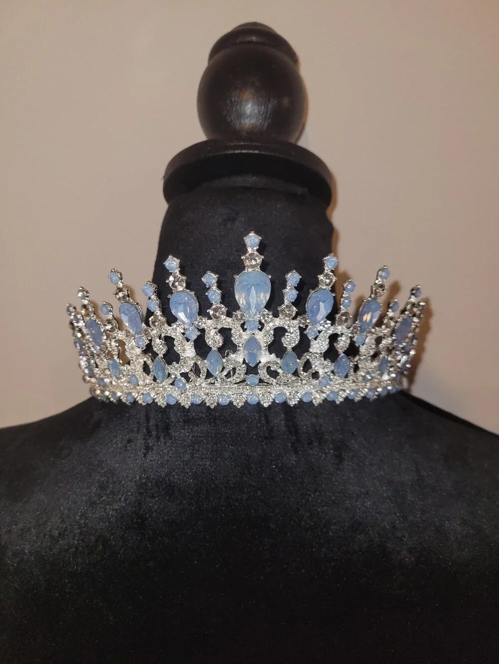 Crystal Tiara Crown with Pale Opal Accents And Rhinestones,